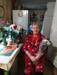 Поздравление с 80-летием получателя социальных услуг, жительницу с. Марково 